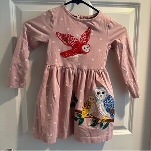 Mini Boden Pink Owl Dress